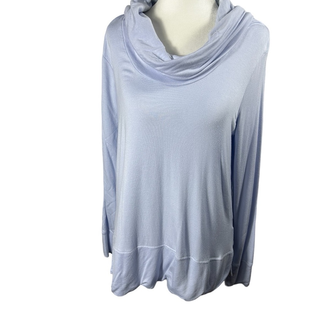 Green Tea Women's M Cowl Neck Top Pale Blue Cozy Long Sleeve Sweater Shirt